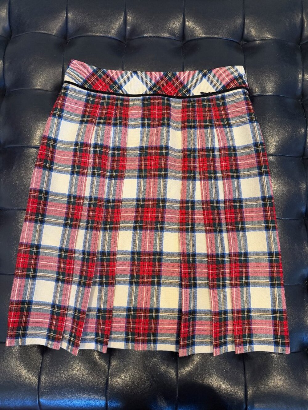 Vintage Pendleton 100% Wool Dress Stewart Tartan Pleated Skirt Size 10 Made USA